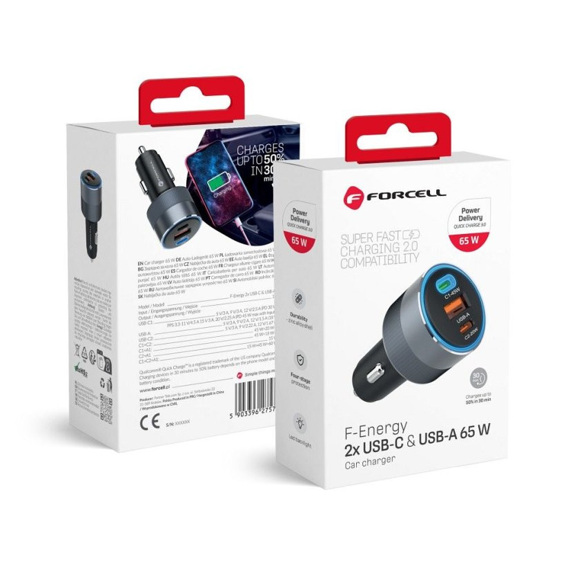 FORCELL F-ENERGY Alu car charger 65W
