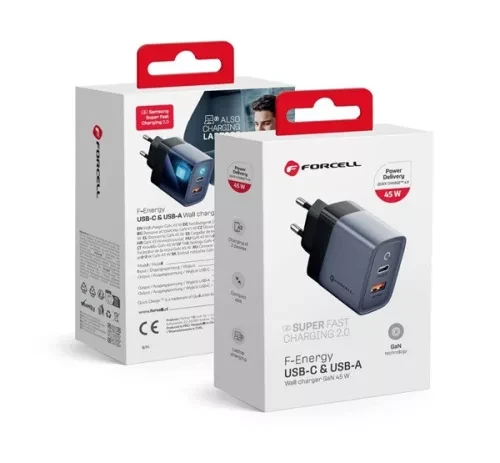 FORCELL F-ENERGY GaN VT-39 travel charger Type C + USB A PD QC4.0 4A 45W