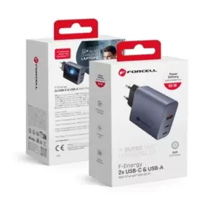 FORCELL F-ENERGY GaN VT-42B travel charger 2 x Type C + USB A PD QC4.0 4A 65W